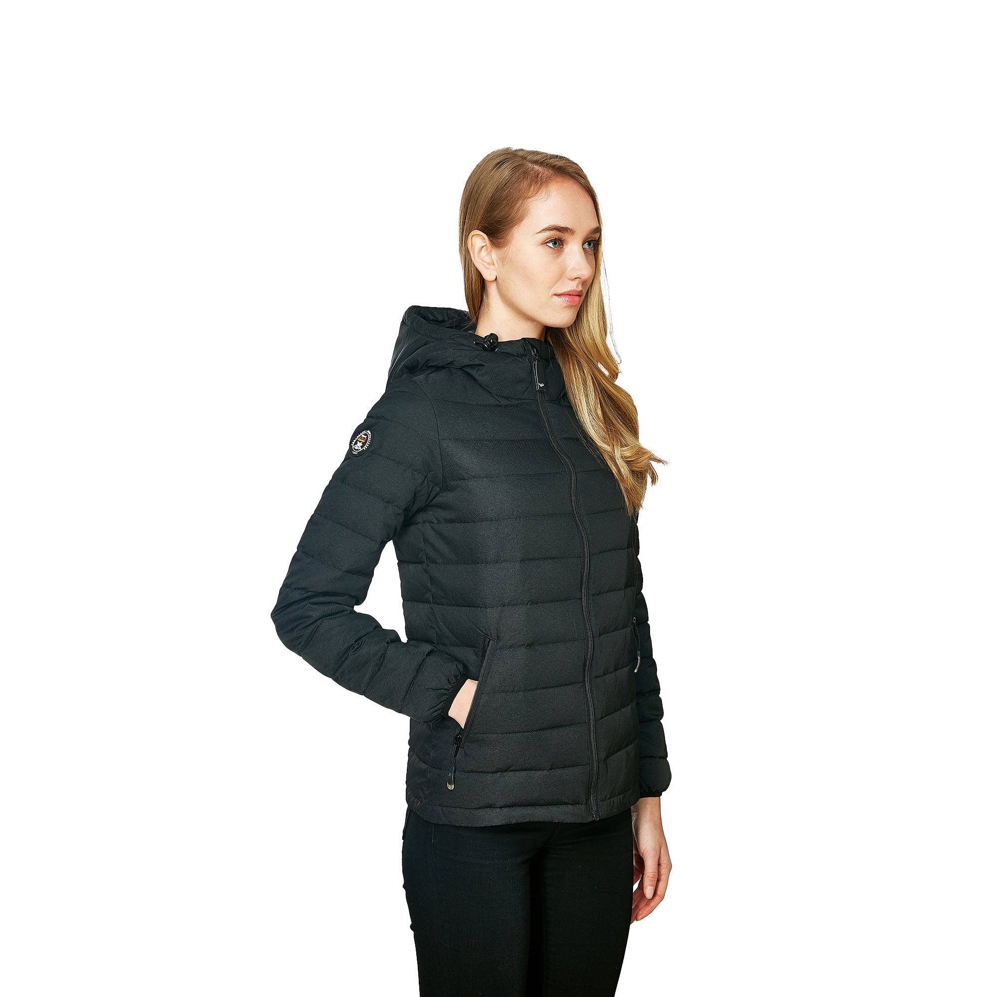 black lightweight down jacket women's