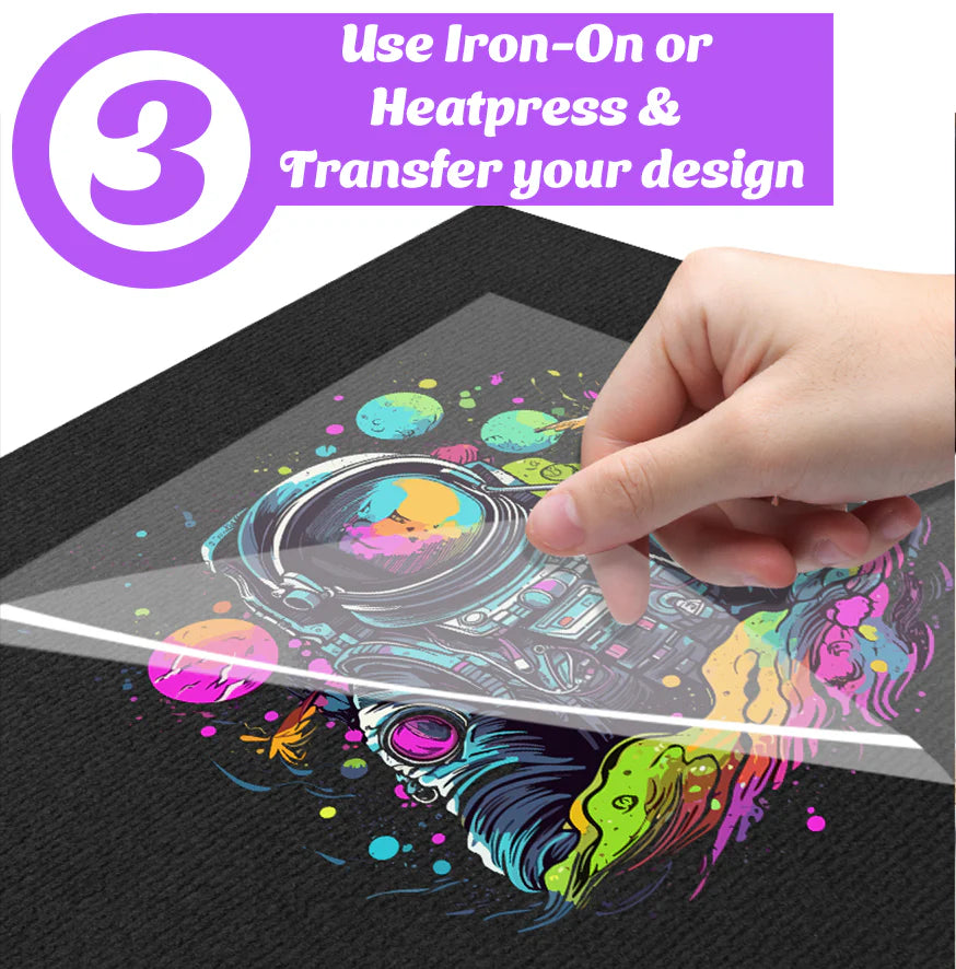 Heat‑press or iron on your DTF transfer