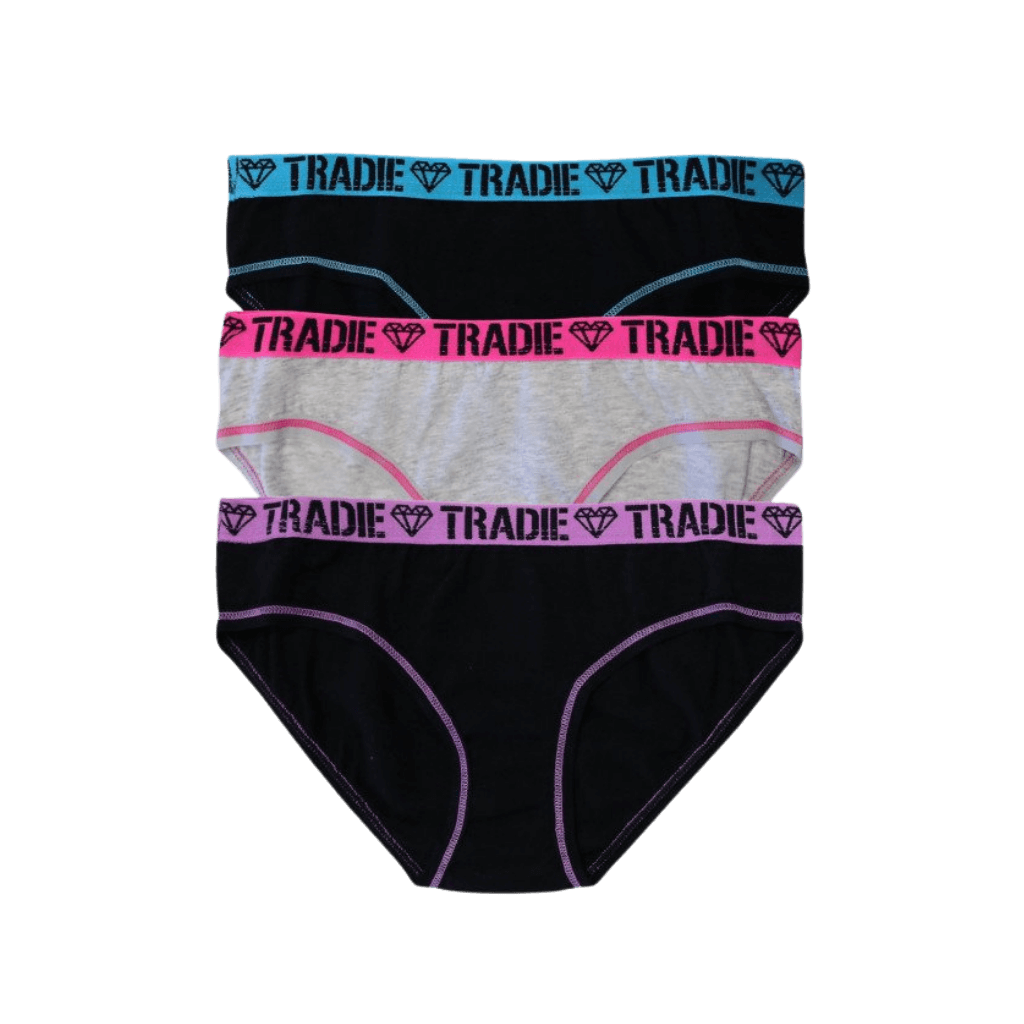 Ladies Tradie 4 Pack Cotton Underwear Boyleg Shortie Briefs Focus