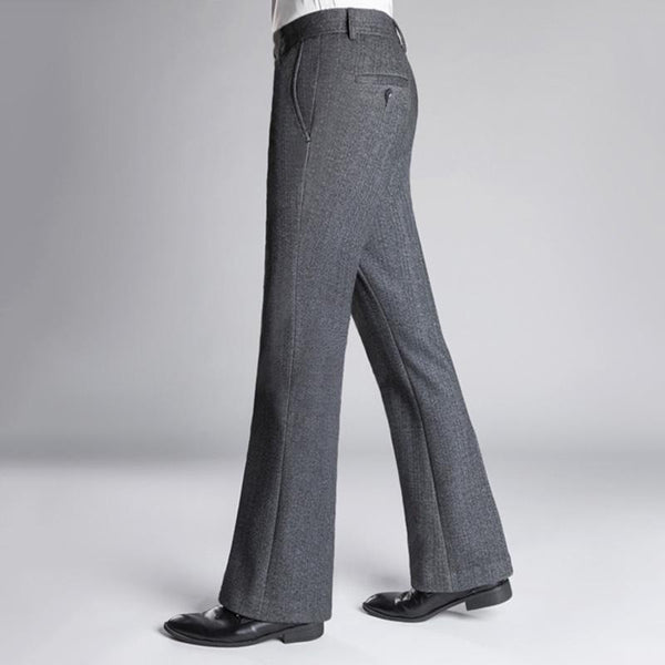 Men Bell Bottom Pants Vintage Flares Formal Dress Trouser Striped Slim Fit  Office Work Casual – HAORUN