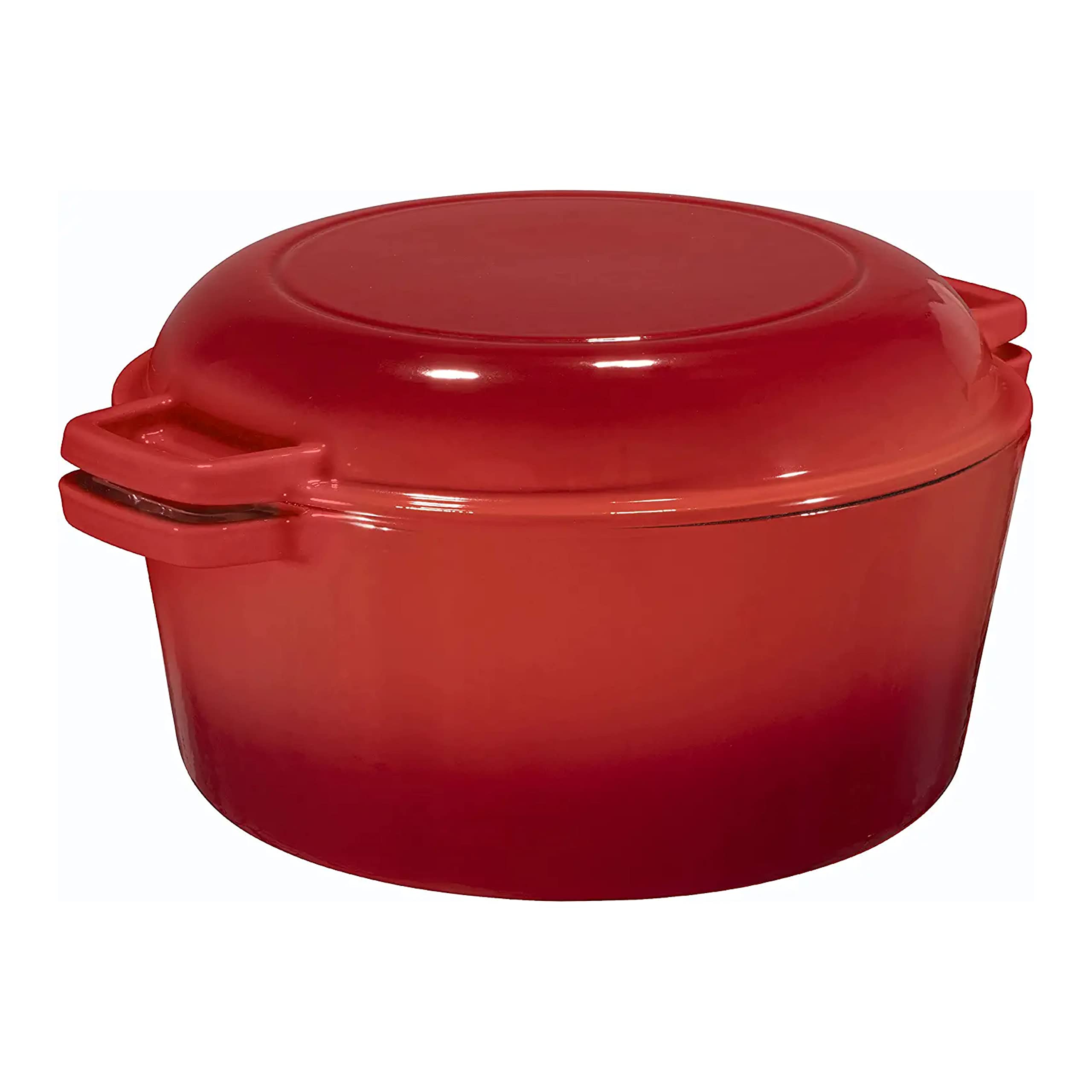 Bruntmor  Enameled 2 In 1 Double Dutch Oven And Domed Skillet Lid