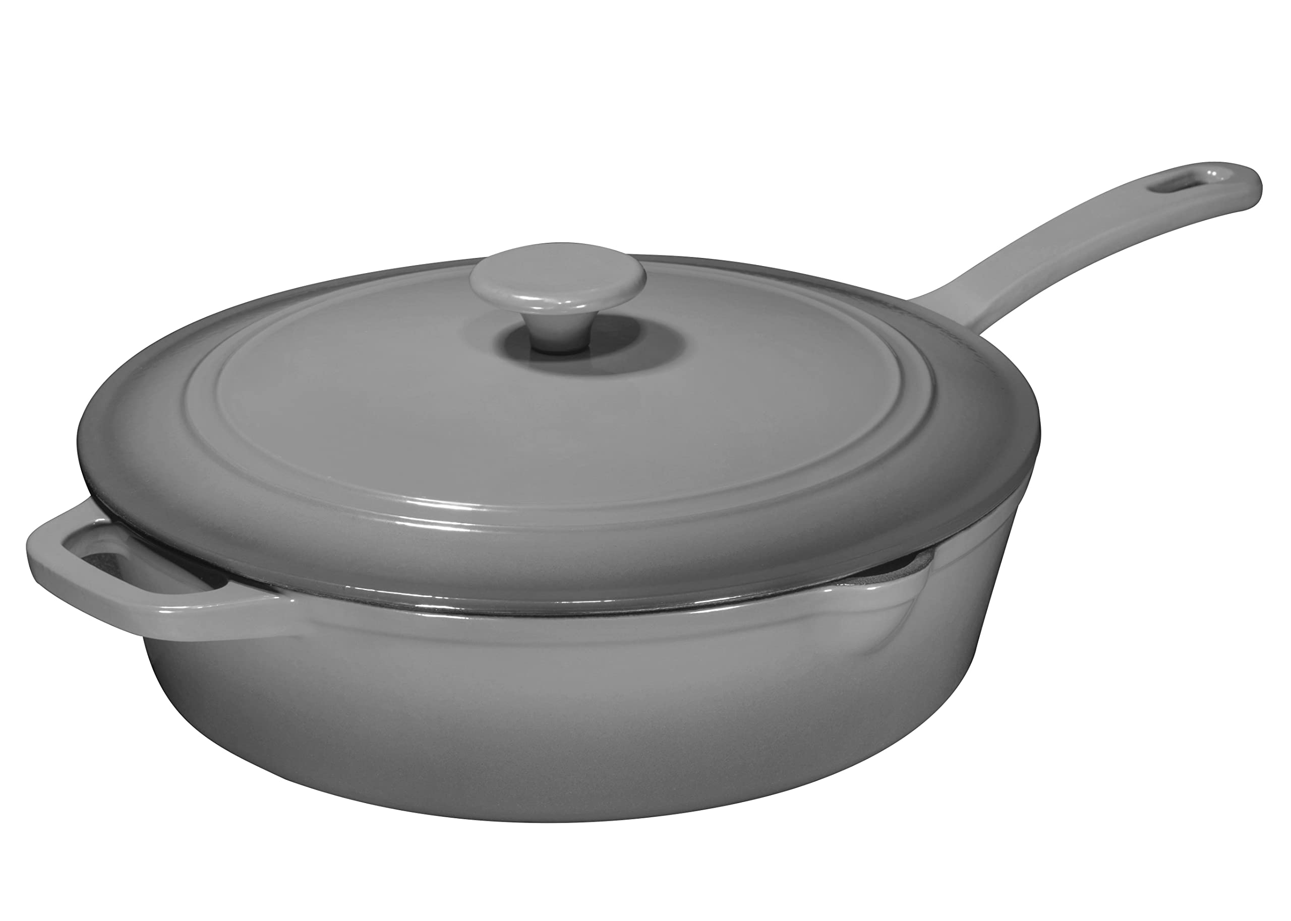 Enameled Cast Iron Skillet Deep Sauté Pan with Lid, 12 Inch