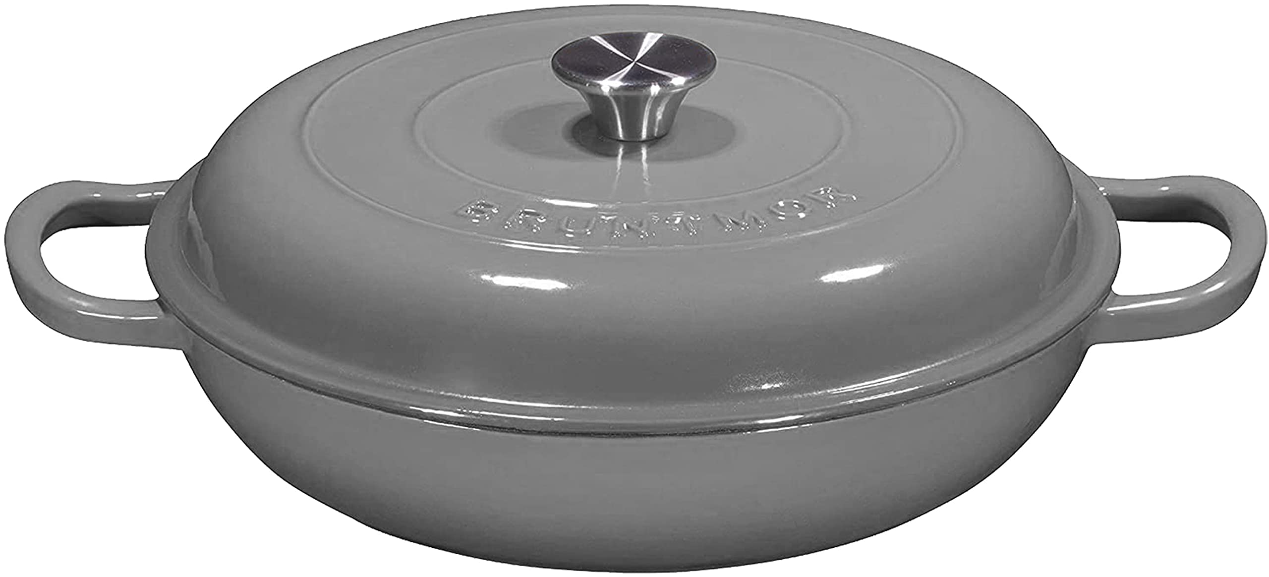 Enameled Cast Iron Cookware Shallow Casserole Braiser Pan, With Steel Knob  Cover