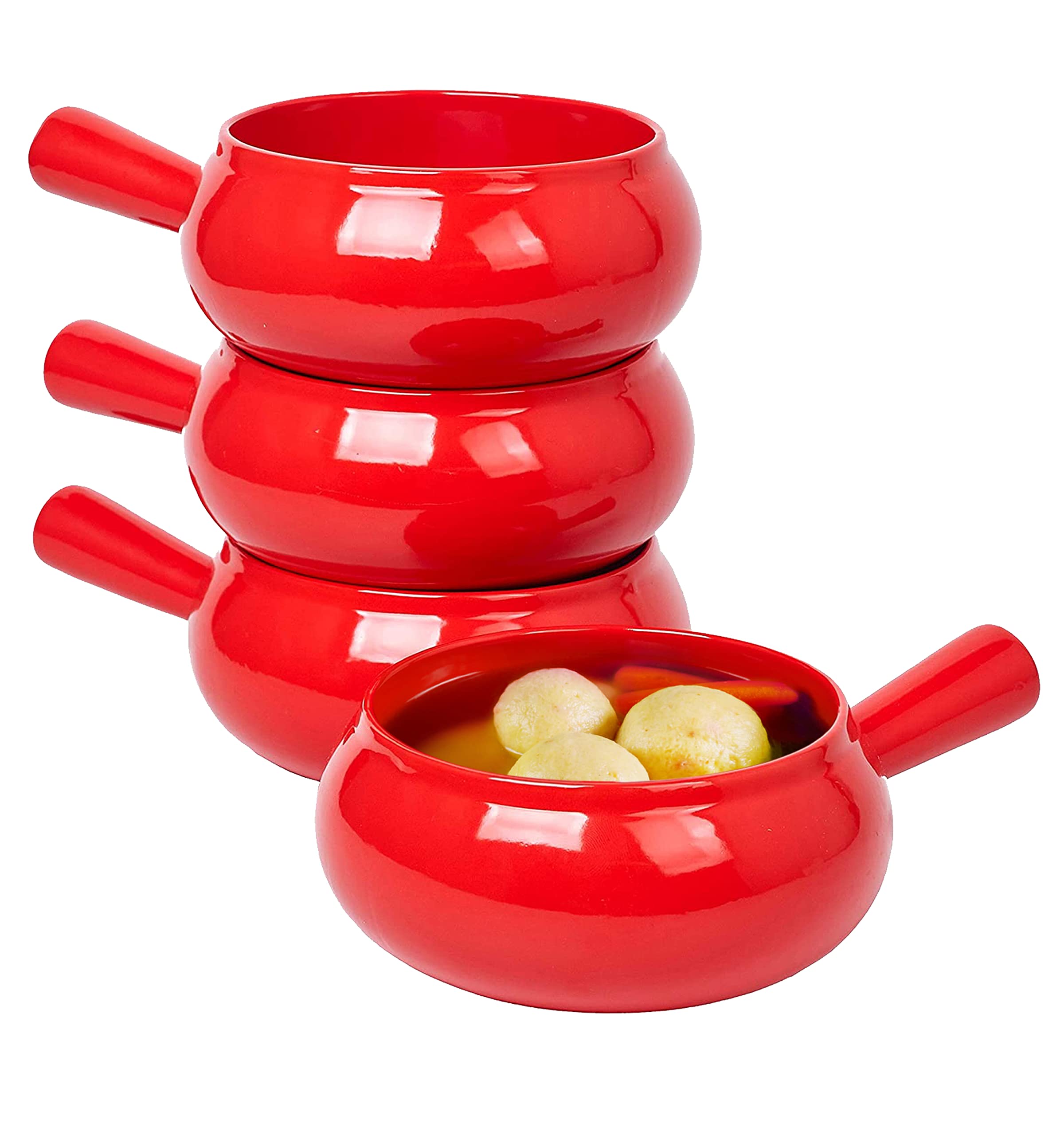 Bruntmor Set of 4 French Onion Soup Bowls with Lids - 17oz Ceramic Soup  Crock Serving 