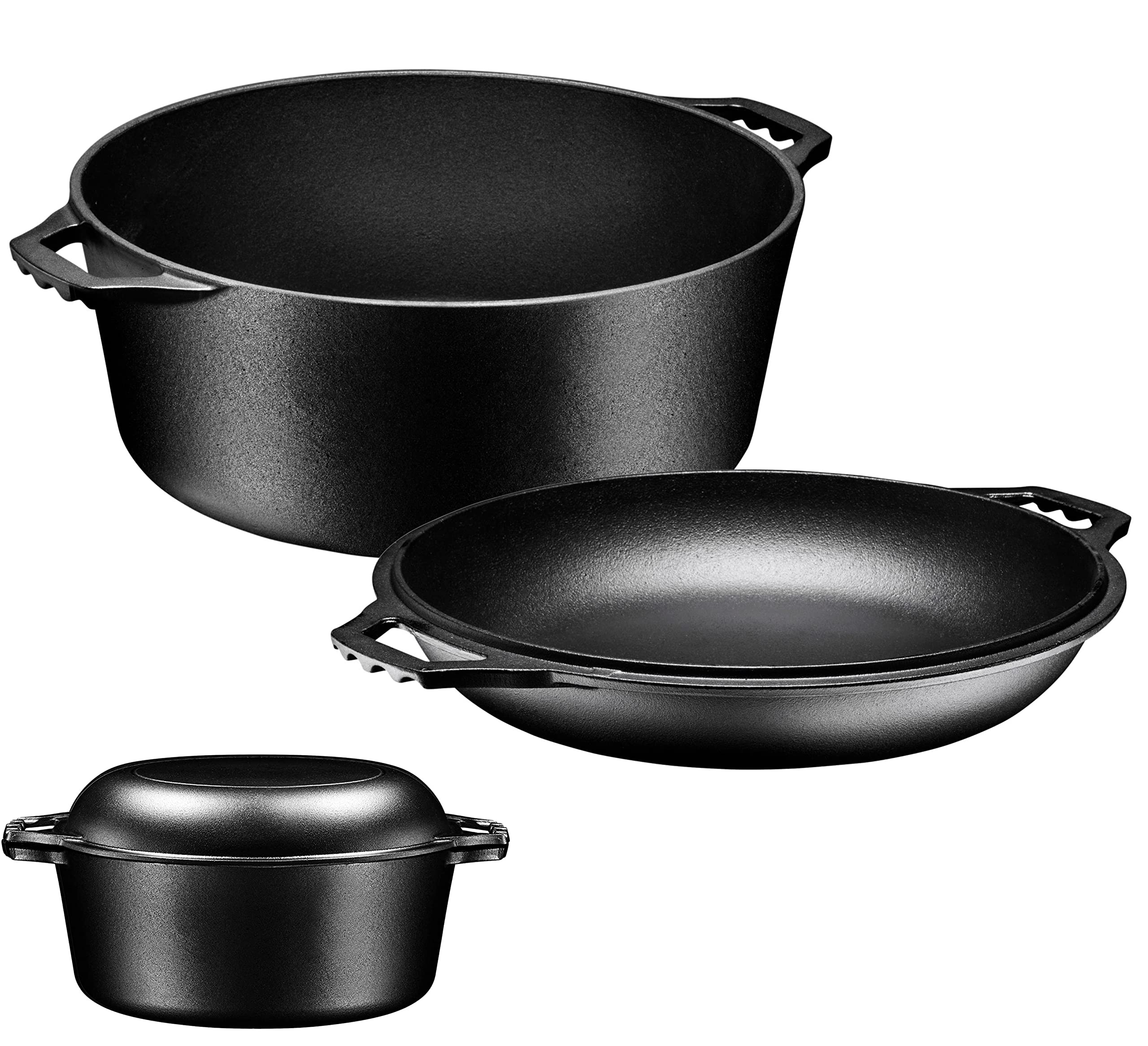 Bruntmor 4 Piece Camping Cooking Set with Bag - Pre Seasoned Cast Iron Pots & Pans