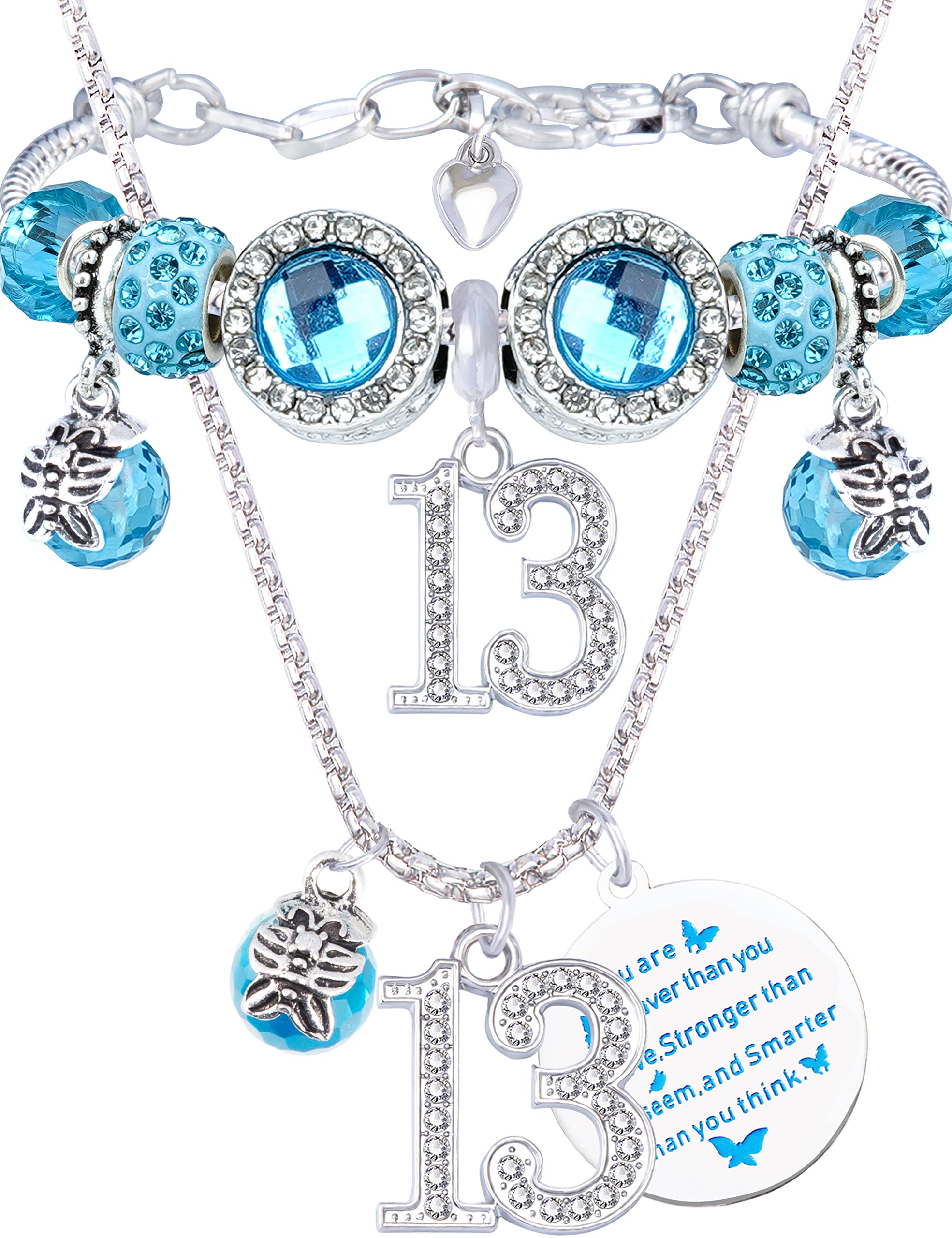 Anavia 13th Birthday Gifts for Girls, 13 Beads 925 Sterling Silver Necklace  for 13 Year Old Girl, Bat Mitzvah Gift, Present for New Teen 13 -[Add a  Name] - Walmart.com