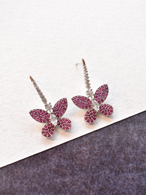 Pink Sapphire Butterfly Stud Earrings with Diamond | Angara