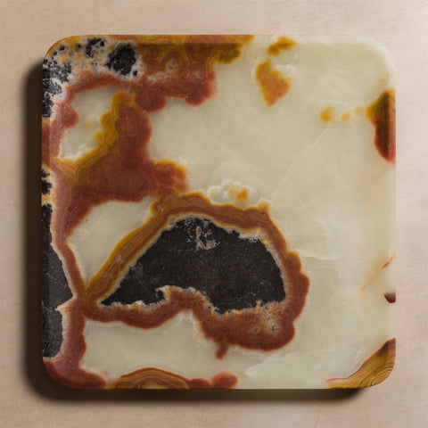 Square tray made from green onyx