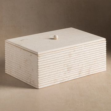 Studio H Collection Jupiter Ribbed Rectangular Stone Box with Lid - Grey  Marble