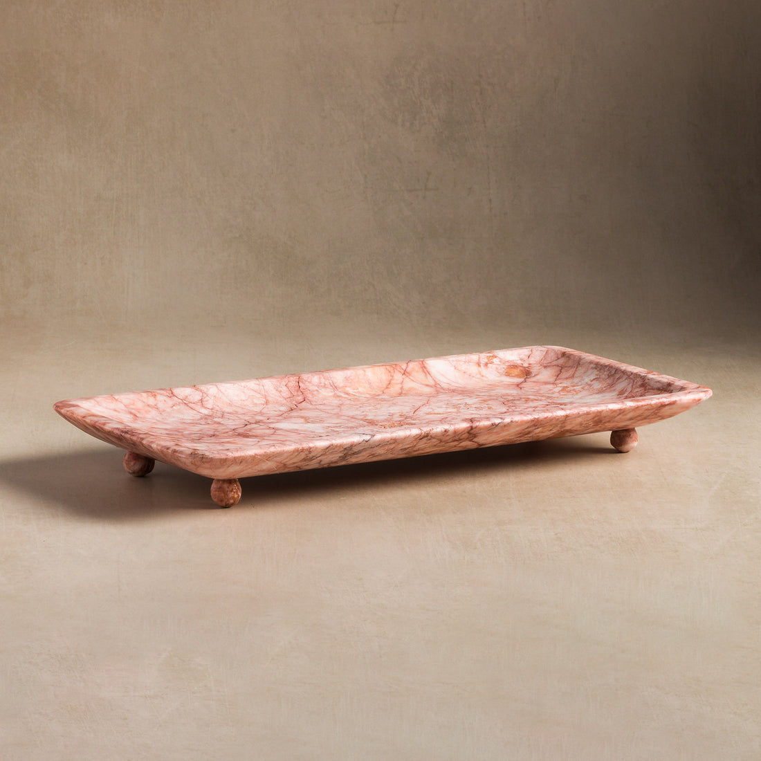 Studio H Collection Lucia Rectangular Stone Tray - Pink Marble