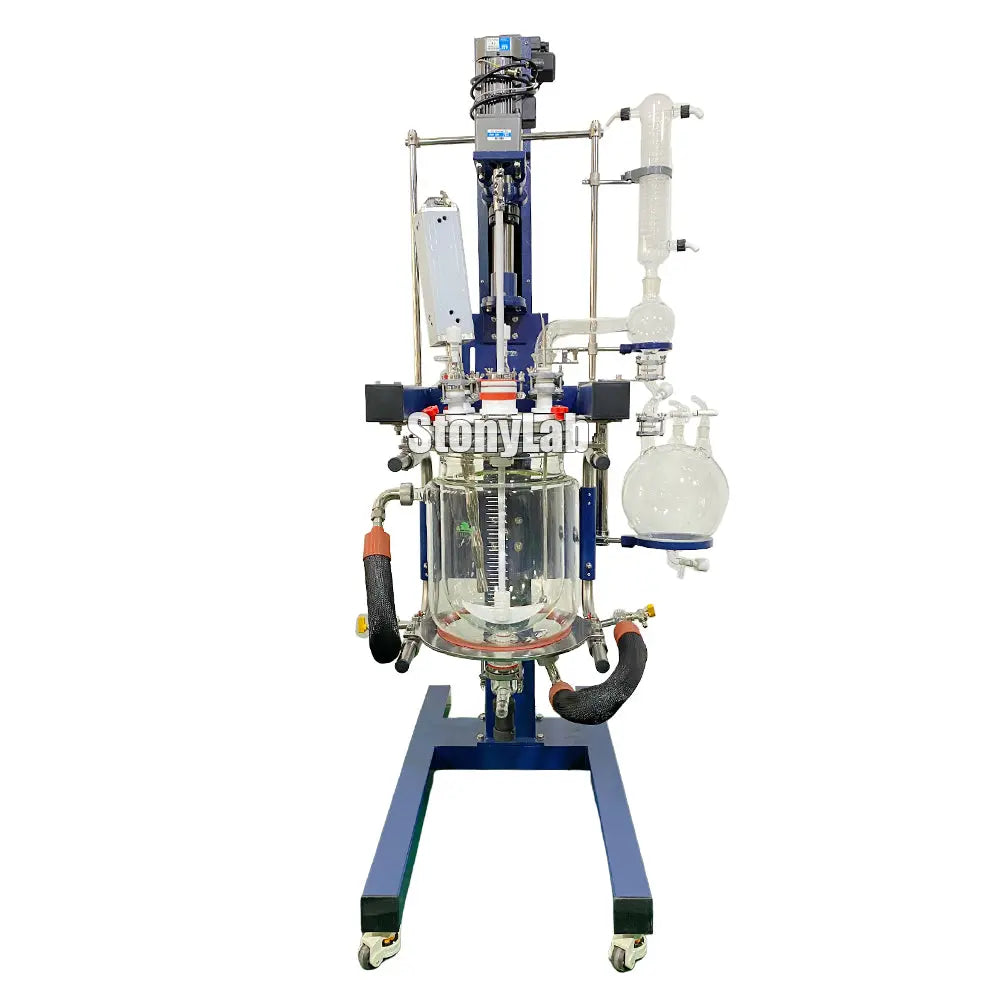 Lifting Rotary Single or Dual Jacketed Glass Reactor Systems, 10L Reactors - Glass