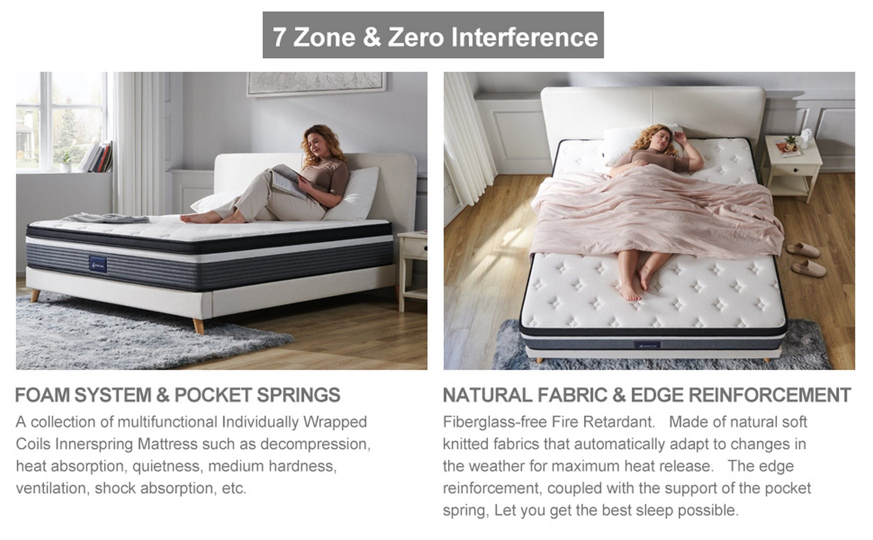 Matelas hybride en mousse à mémoire de forme Ssecretland à ressorts emballés individuellement