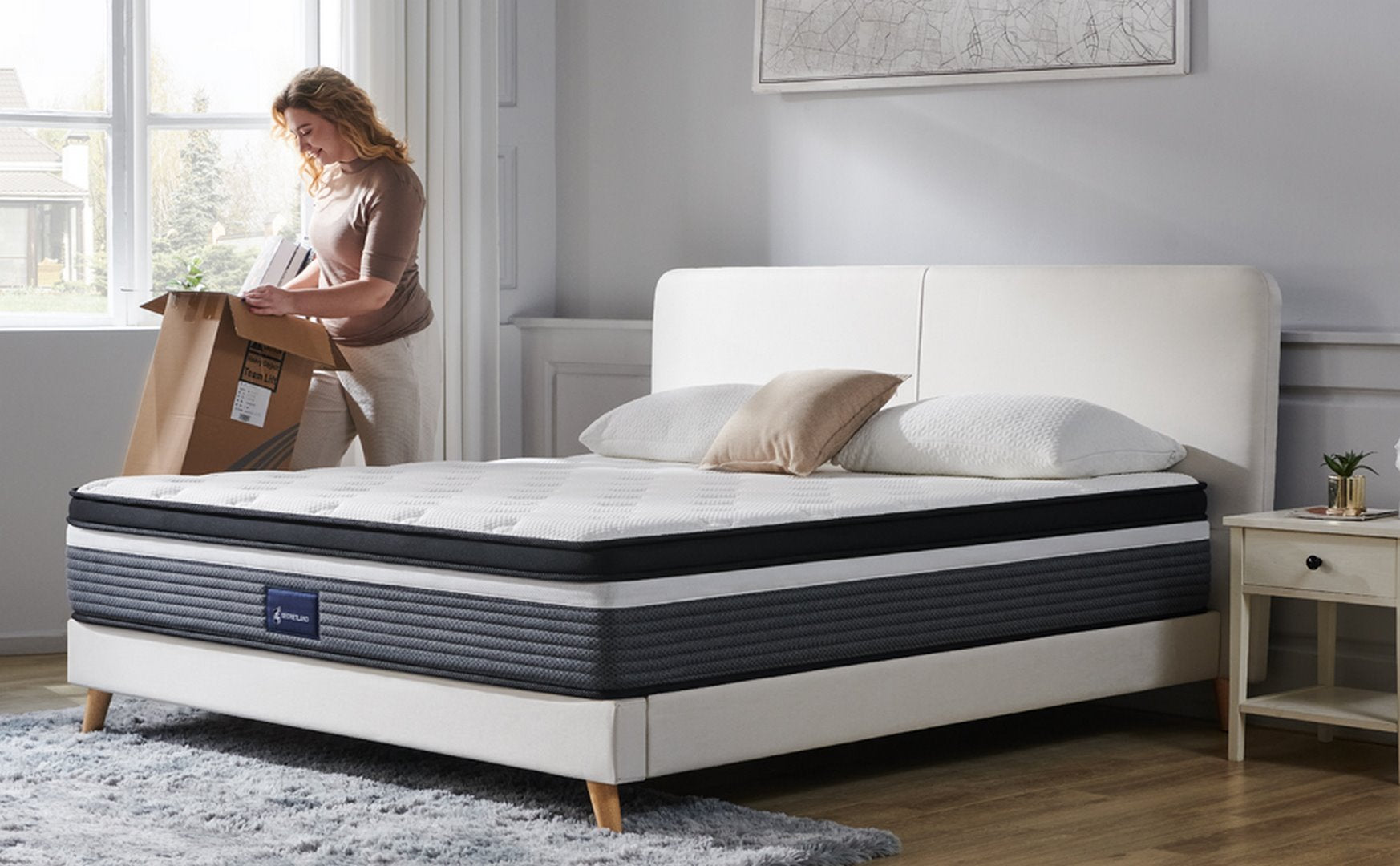 Matelas hybride en mousse à mémoire de forme Ssecretland à ressorts emballés individuellement