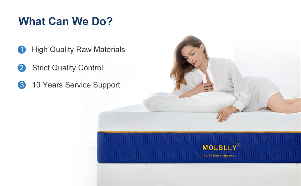Molblly classic gel memory foam mattress 10 years service support
