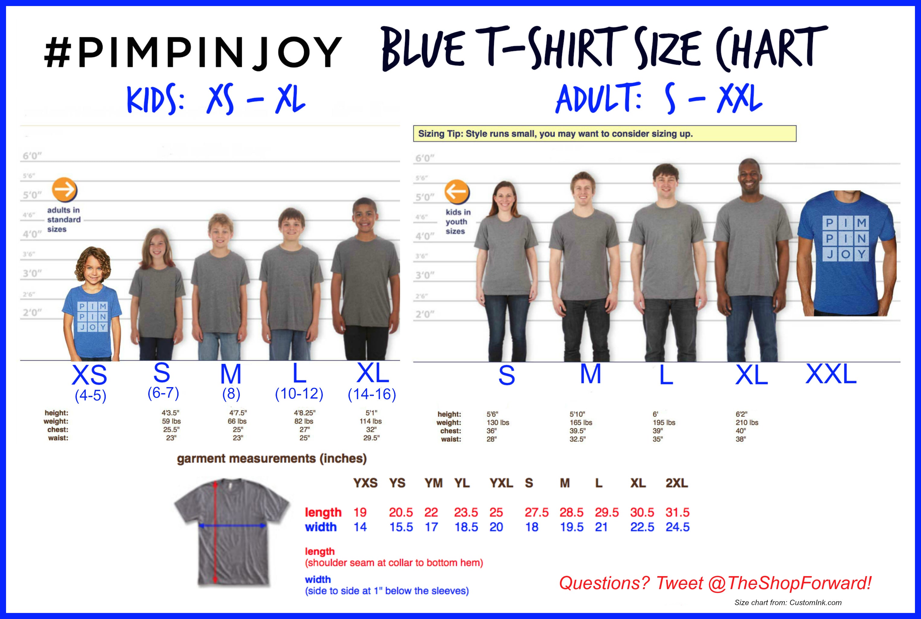 Standard T-shirt Size Chart – The Shop Forward 923