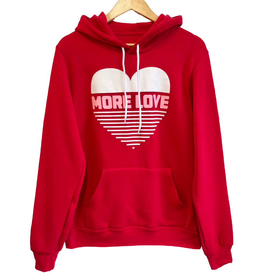 MORE LOVE' Heart Unisex Soft Fleece Hoodie - Red – The Shop Forward