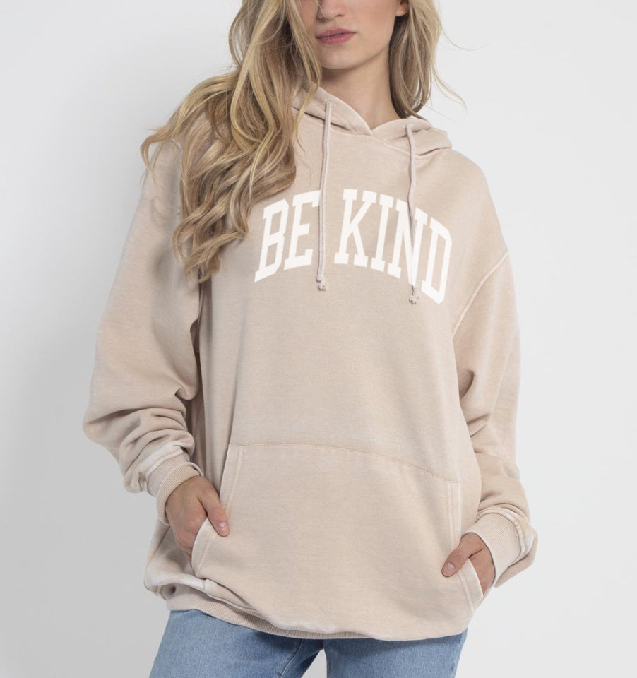 – - Burnout BE The Relaxed Oatmeal Fit Forward Shop Hoodie KIND