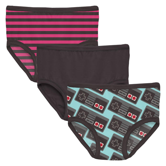 Kickee Pants Girls Print Underwear Set of 3 - Calypso Splatter Paint,  Confetti, Lotus Lightning