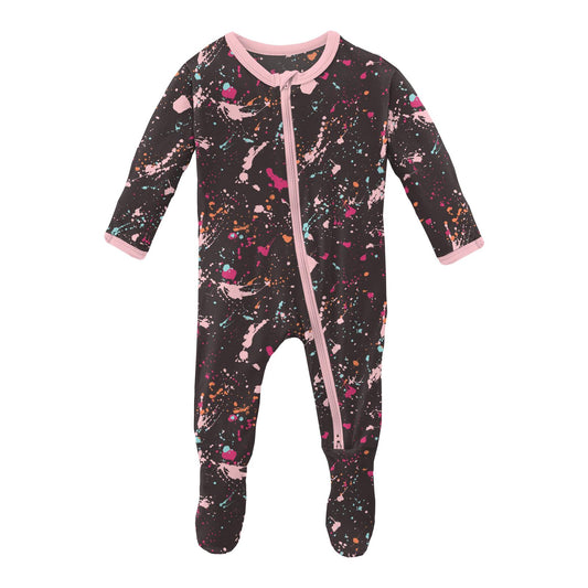 KICKEE PANTS Moon And Stars Footie With 2 Way Zipper - The Spotted