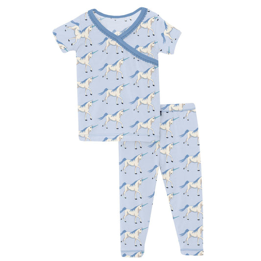  KicKee Pants Solid Long Sleeve Pajama Set, Sport Design, Ultra  Soft and Snug Fitting PJs, Matching Top and Bottom Sleepwear Set, Newborn  to Baby to Kid Pajamas (Cerulean Blue with Deep