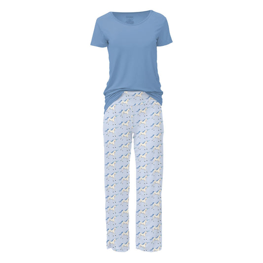KicKee Pants Print Short Sleeve Pajama Set (Illusion Blue Ramen)
