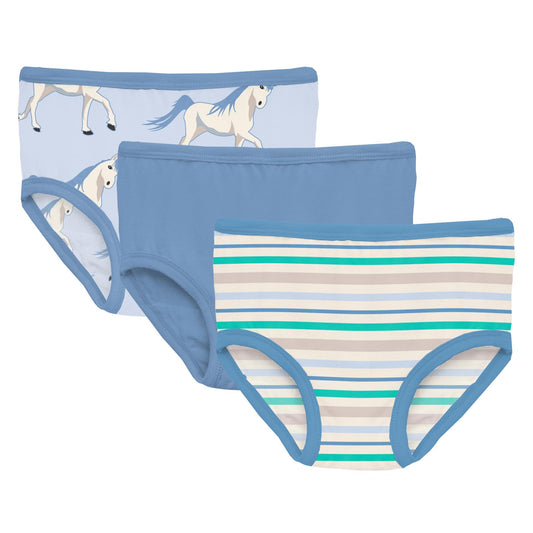 KicKee Pants Girls Underwear, Set of 3, Prints and Solid Colors, Soft Girl  Panties, Toddler to Big Kid, All Day Wear, Natural Camping, Fresh Air &  Macaroon Road Trip Stripe, 6-8 Years