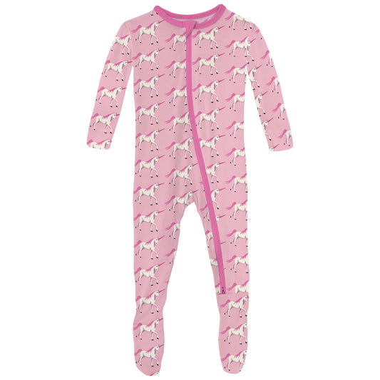 KicKee Pants DESERT ROSE VINTAGE CARS Muffin Ruffle Footie with Zipper –  Kathleen's Kids