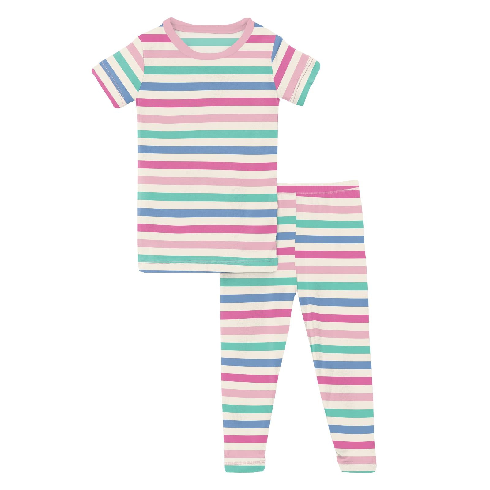 Image of Print Short Sleeve Pajama Set in Skip To My Lou Stripe