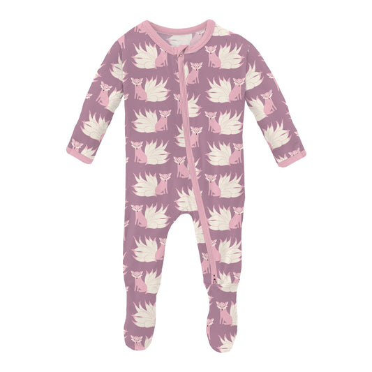 KicKee Pants Infant Girl Thistle Monkey Footie 6-12 Months New Old Fit  Bamboo PJ