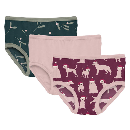 Kickee Pants Print Girl's Underwear Set of 3 in Lotus, Sprinkles & Rainbow  Hearts