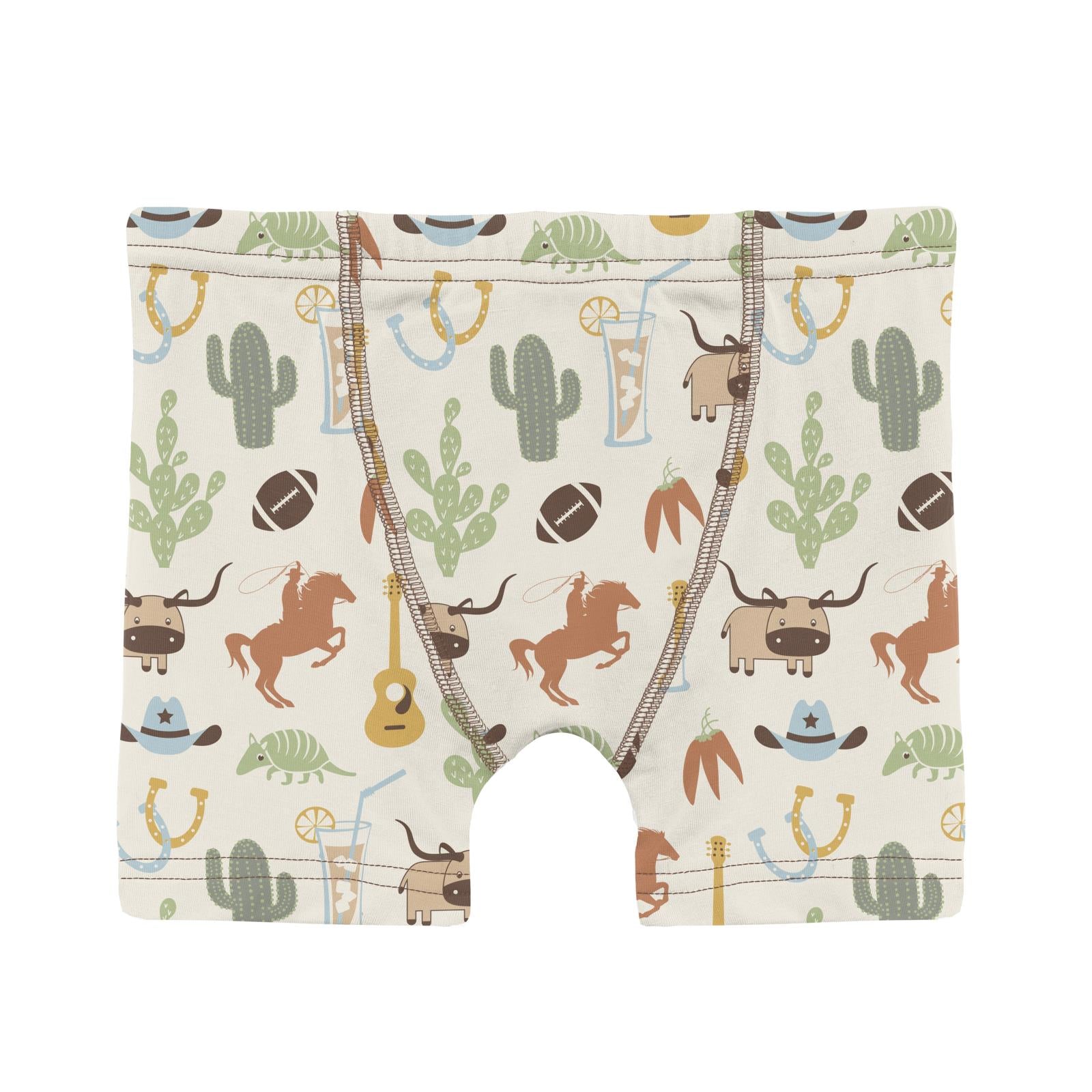 Print Boy's Boxer Brief in Natural Rodeo