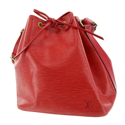 LOUIS VUITTON Petit Noe Bag Bucket Handbag Shoulder Red EPI France