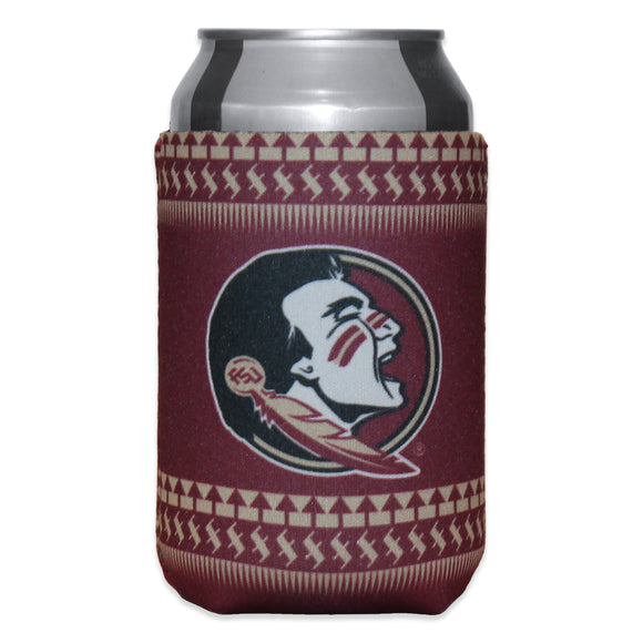 Logo Brands Seminole Logo/Stacked FSU Tribal Pattern Slim Can