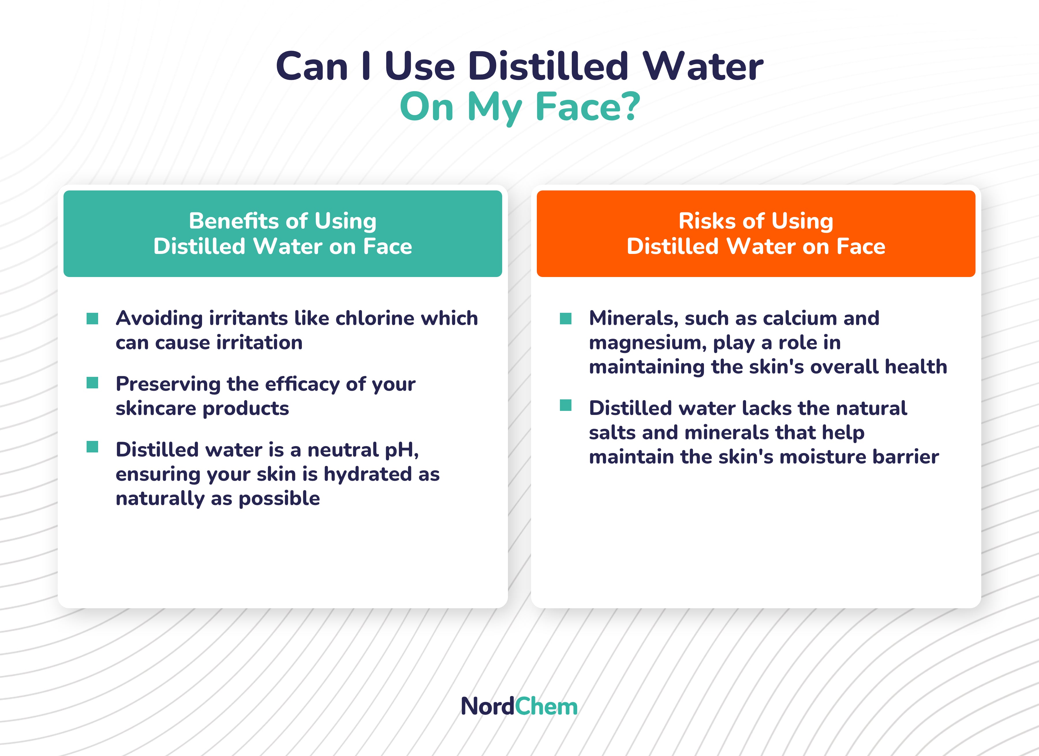 list of the benefits and risks of using distilled water on your face