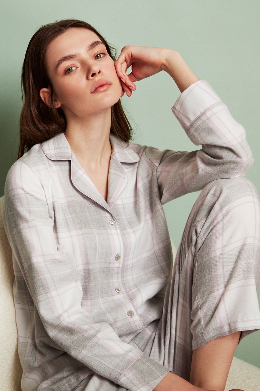 Gray Plaid Pajamas Set