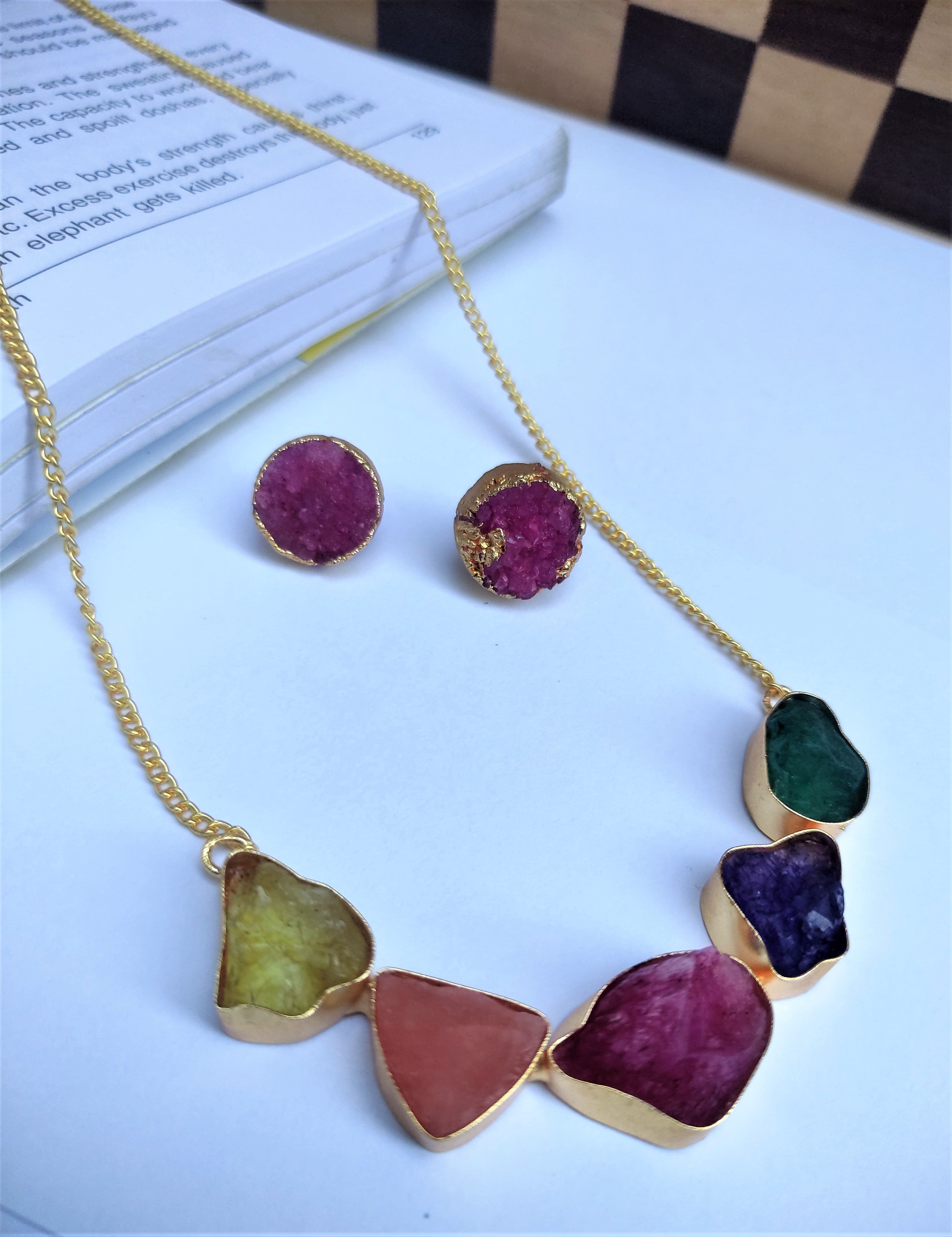 dekor Mix eshoppee semiprecious stone necklace mala, Box Packing at Rs  699/piece in Delhi