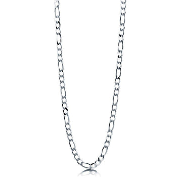 Italian Flat Figaro Chain Necklace in Sterling Silver 7mm
