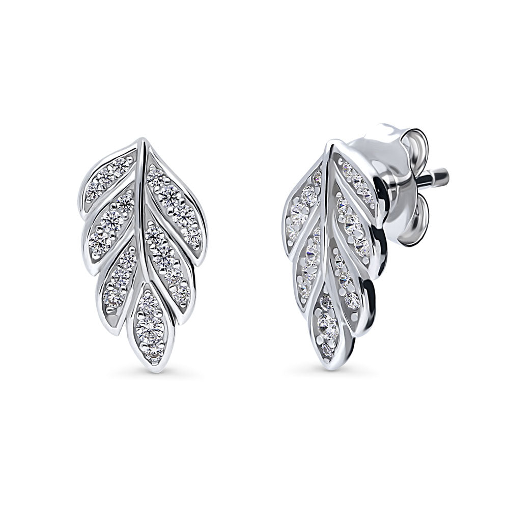 Hamsa Hand CZ Stud Earrings in Sterling Silver