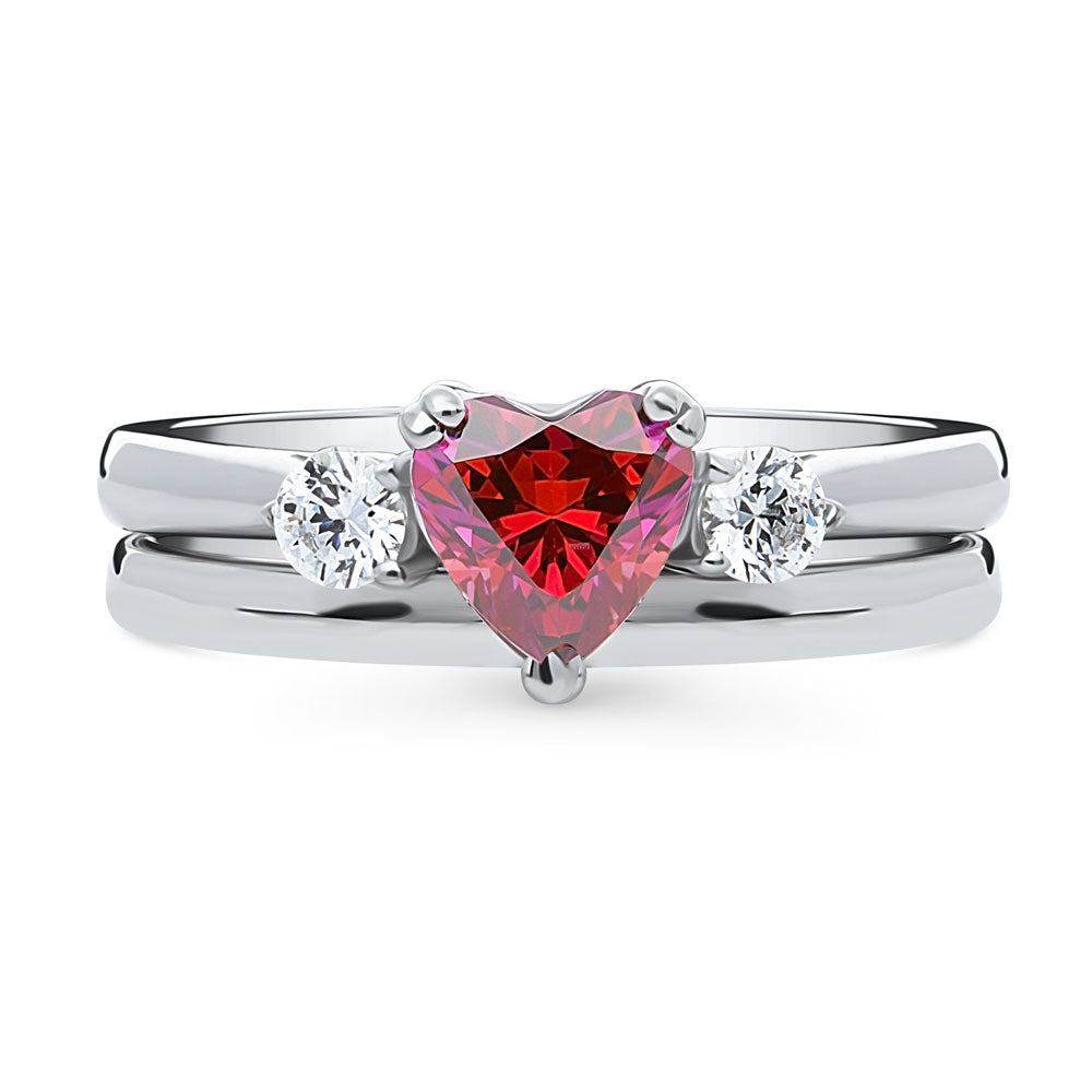 Trilliant RED RUBY RING Ruby Engagement Ring 14K White Gold Ruby - Ruby Lane