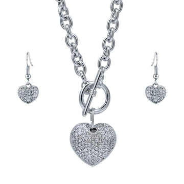 Silver Lock & Chain necklace in silver toggle Clear Rhinestone – Patches Of  Upcycling