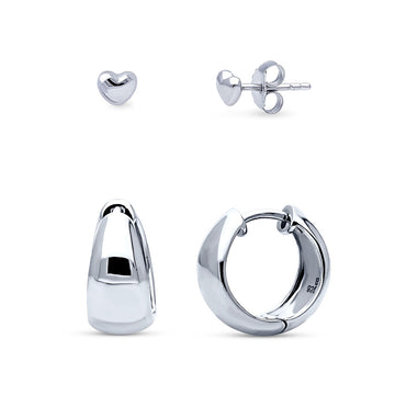 Silver-Tone Heart CZ Anniversary Fish Hook Dangle Earrings #E941