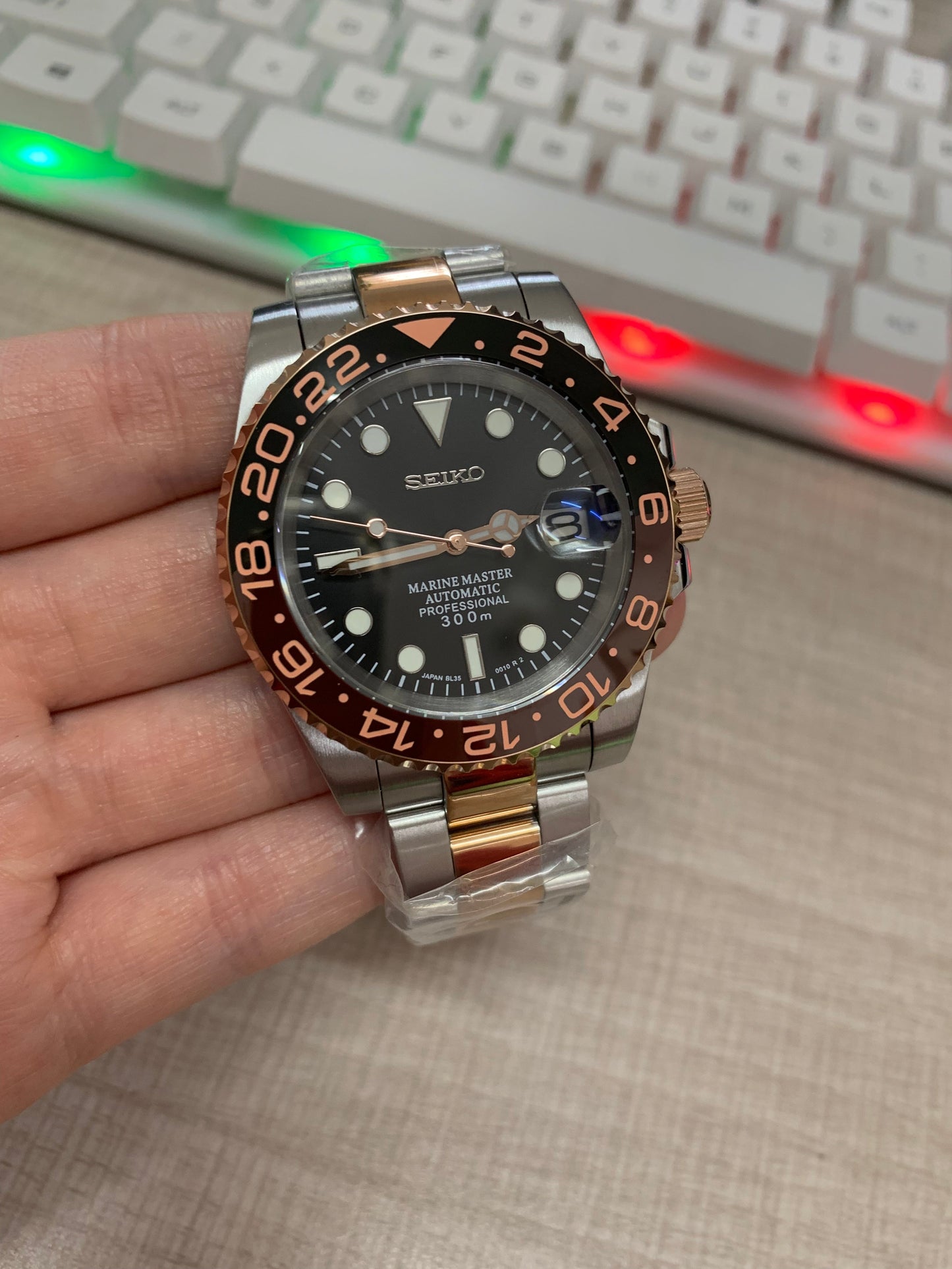 Seiko Mod Watch 40mm Automatic Tribute Submariner, Root Beer, Seiko Su –  Watch Makeup