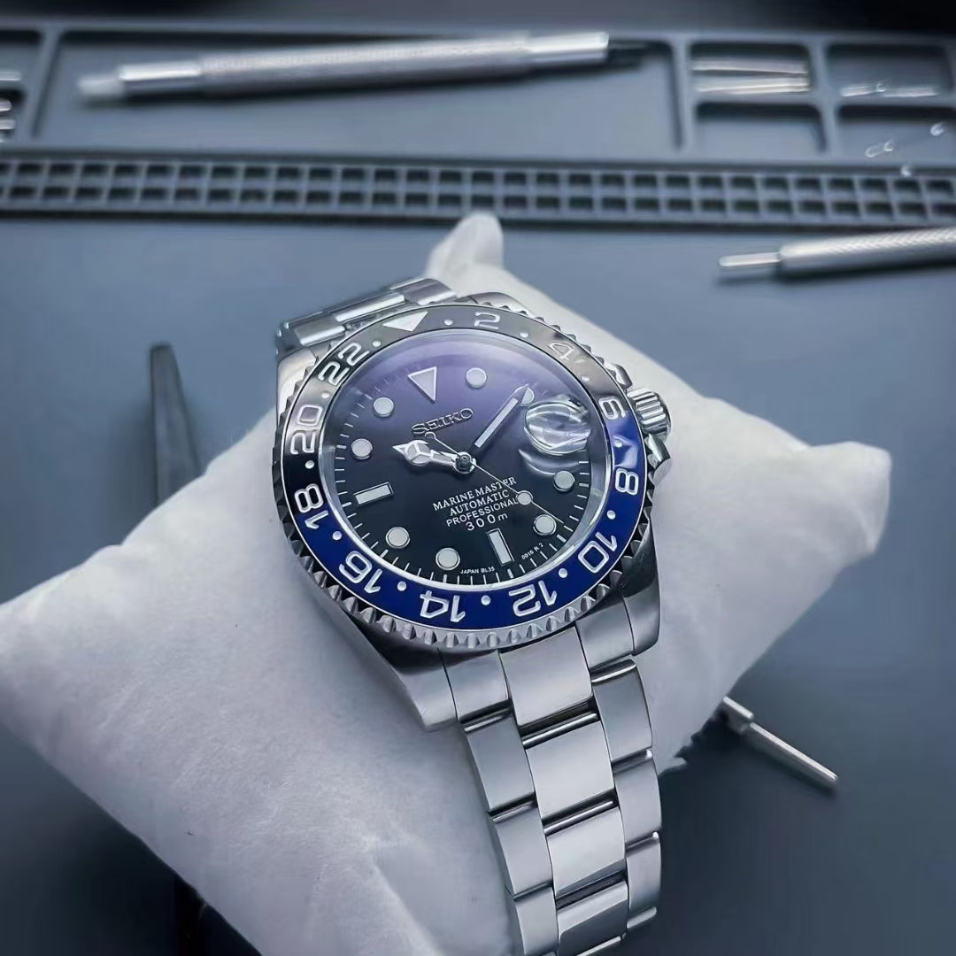 Seiko Batman Submariner Mod Watch 40mm │ Black x Blue │ SKX │ Sunburst Dial  – Watch Makeup