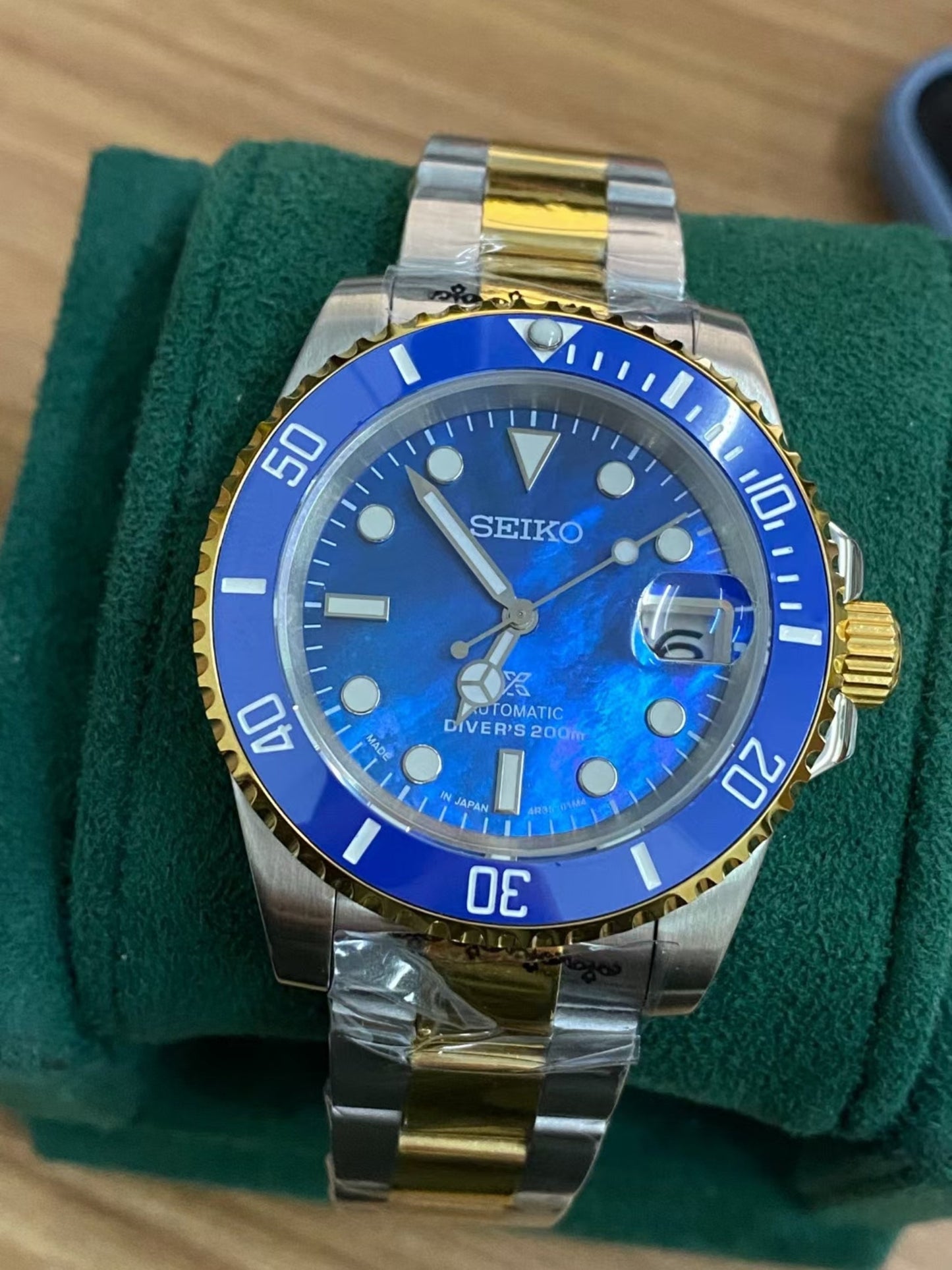 Seiko Blue Royal Submariner SKX Mod Watch 40mm Automatic Tribute │ Gold x  Silver x Blue – Watch Makeup