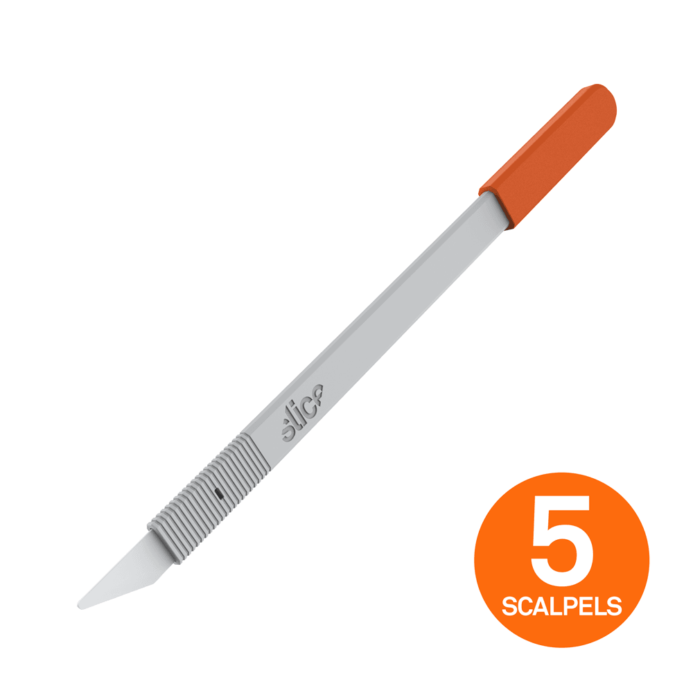 Le scalpel jetable Slice, avec une icône orange « 5 scalpels ».