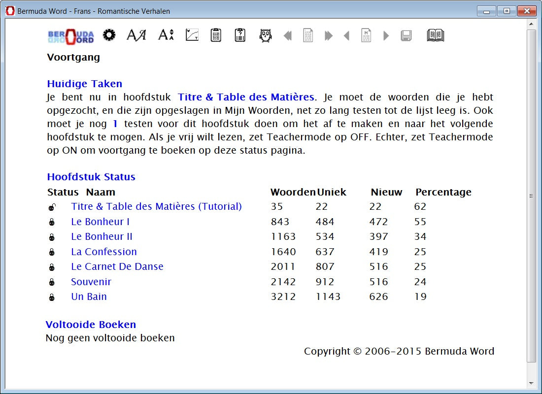 Bermuda-Word-Leer-Frans-Lezen-Romantische-Verhalen-Voortgang