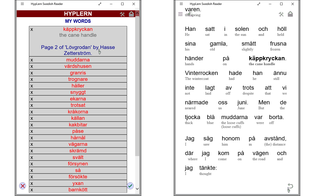 Spaced Repetition with the HypLern Swedish Reader