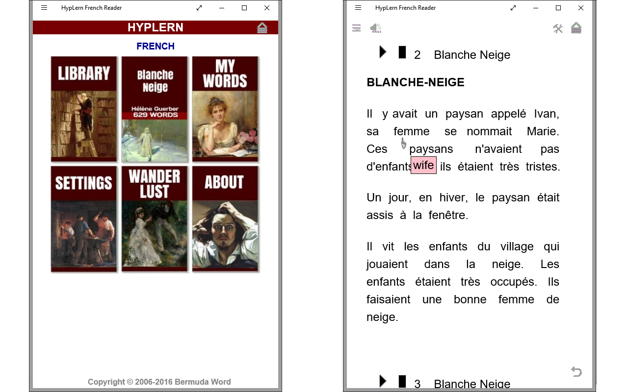 Learn French with pop-up, interlinear or interlinear on-demand format!