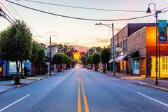 Streetview of Downtown Clayton, NC at Sunset