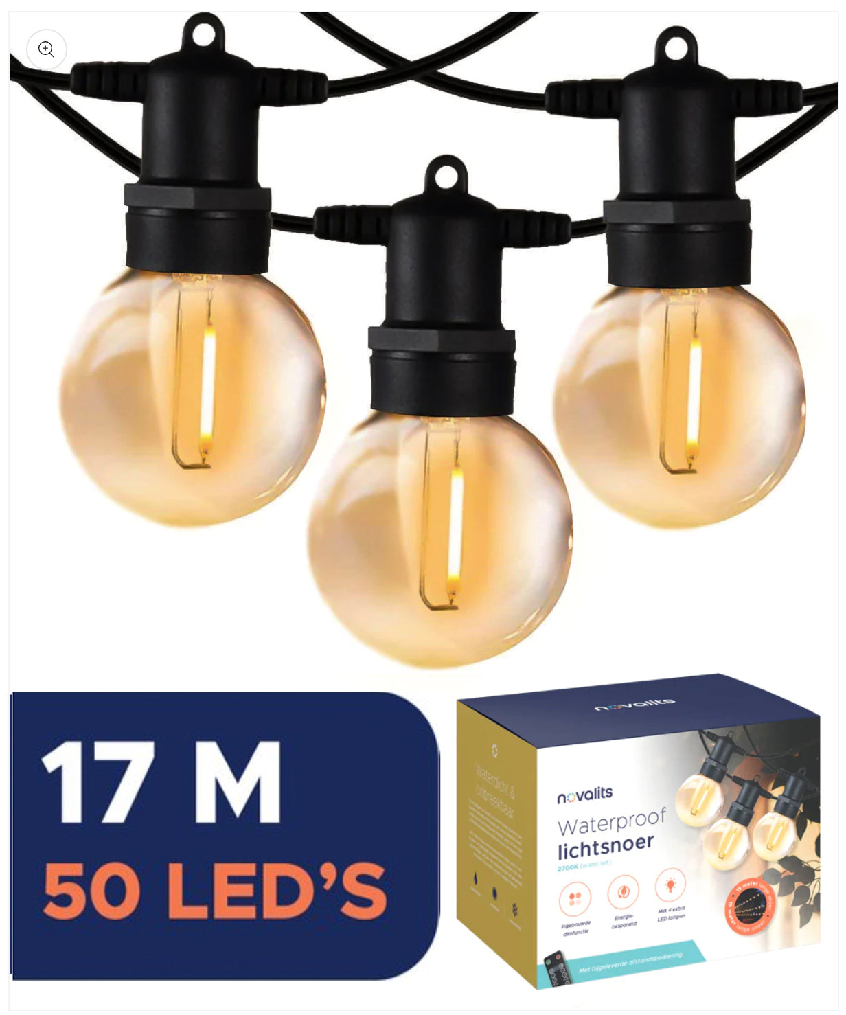 LED Lichtsnoer met Afstandbediening en Dimregelaar 50 LEDS –